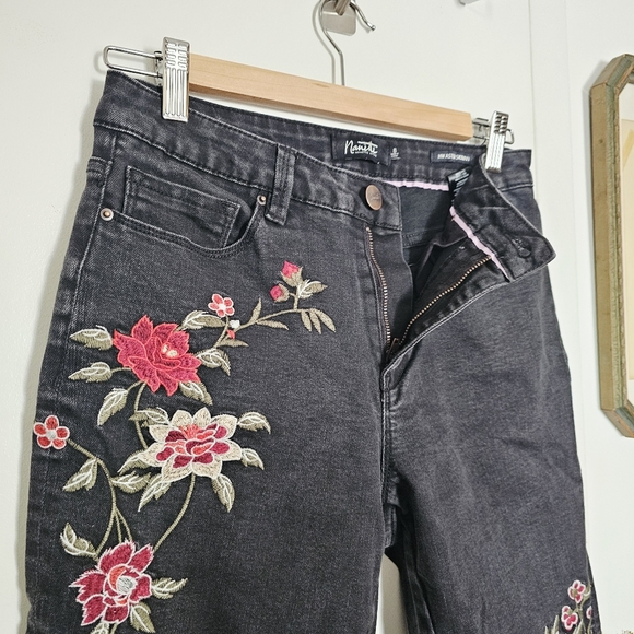 Nanette Lepore Floral Embroidered Birds Black HW Astor Skinny Jeans - Picture 7 of 16